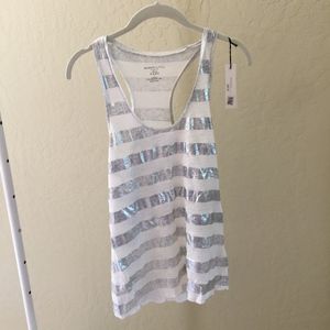 Majestic Filatures Linen Silver Stripe Tank Top